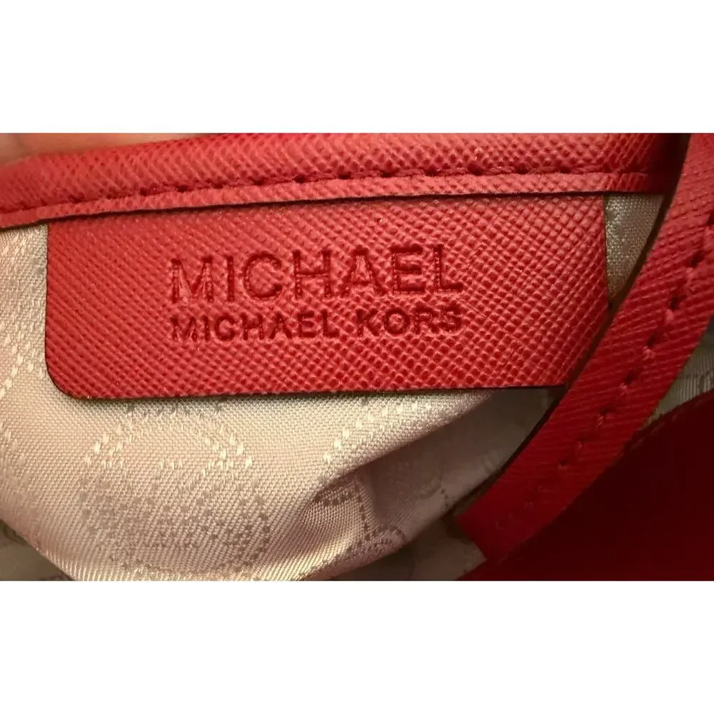 Michael Kors Hamilton Bag In Red Leather With Silver Accents And Key Lock